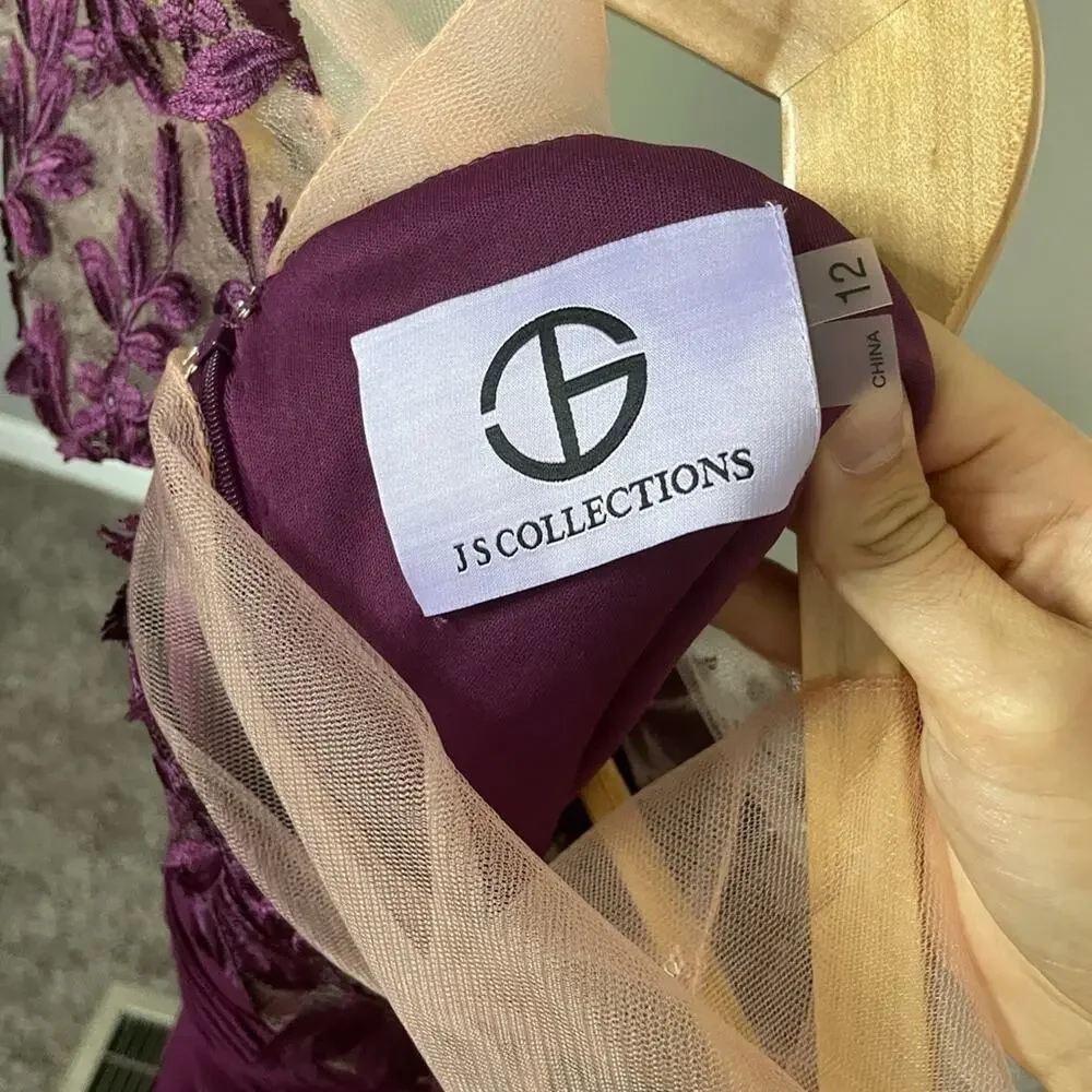 JS Collections Womens A-Line Embroidered Evening - Picture 9 of 11